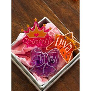 Princess Theme plastic Rings Party Favor Cupcake Cookie Topper Diva Girls Set 12
